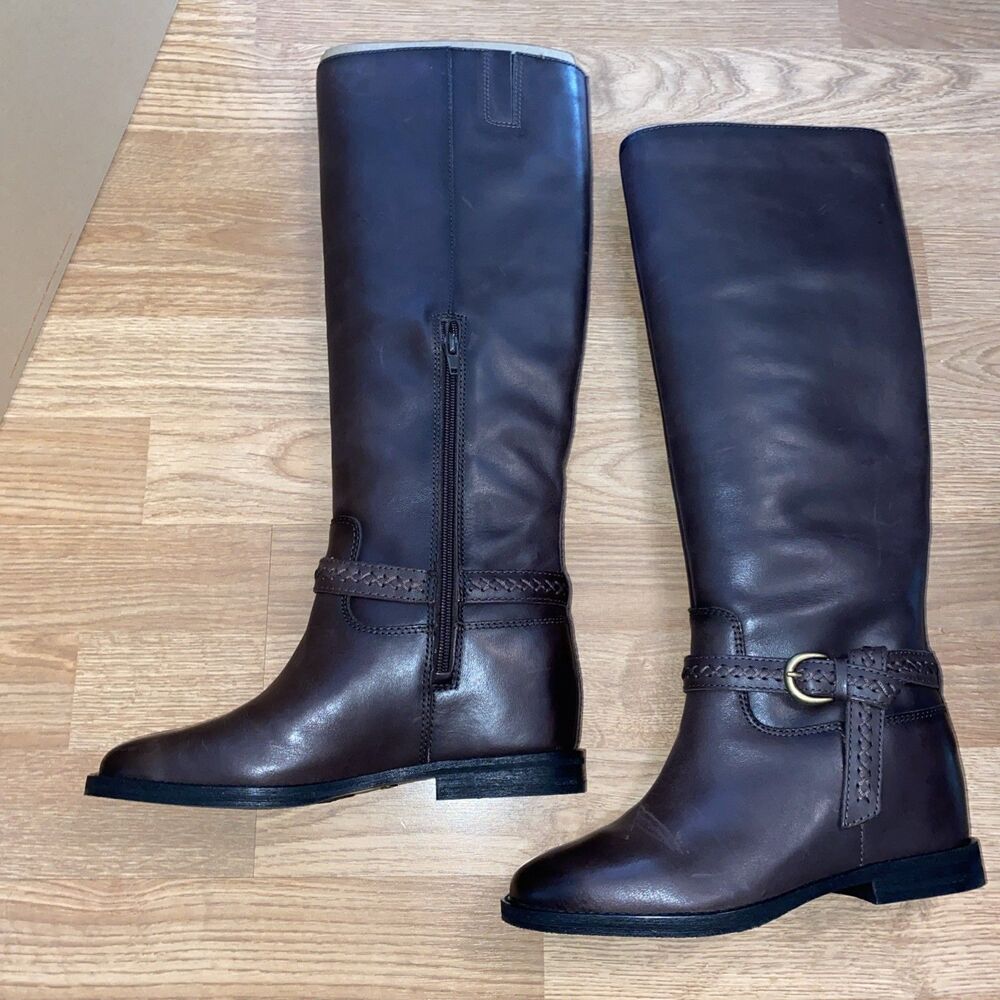 NEW Lucky Brand Maltet Leather Knee-High Riding Boots Size 7M Summer Haze Torte - Picture 6 of 13